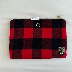 C Wonder Plaid Zip Top Clutch with Passport Holder